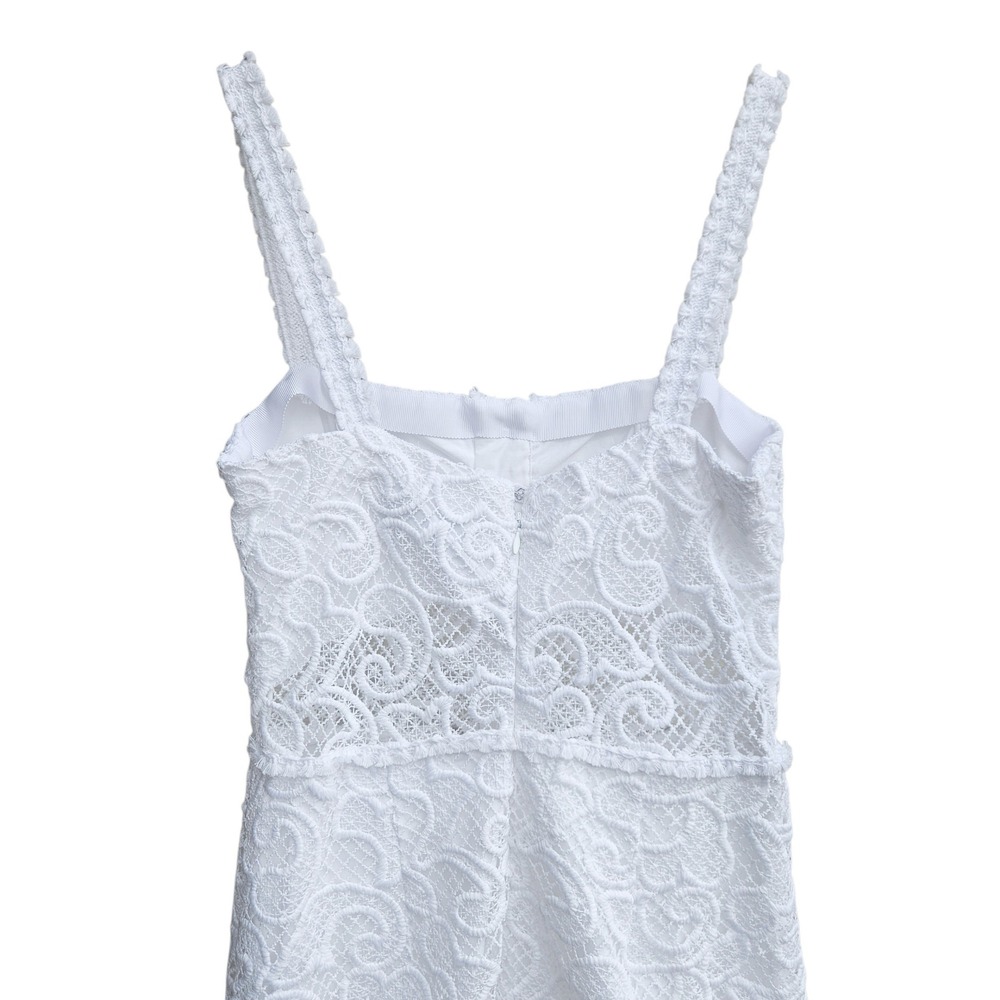 ALEXIS Lyssa Tiered Skirt Dress White Lace Bridal Size Small Wedding Coquette - Picture 9 of 16